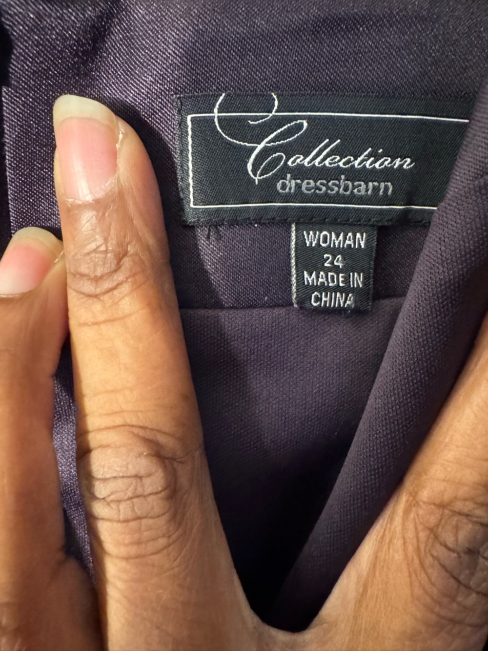 dressbarn Plum Satin Wrap-Front Midi Dress - Picture 3 of 6